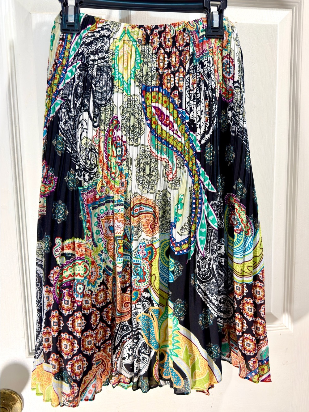 Sunny Leigh Multicolor Paisley Pleated Midi Skirt